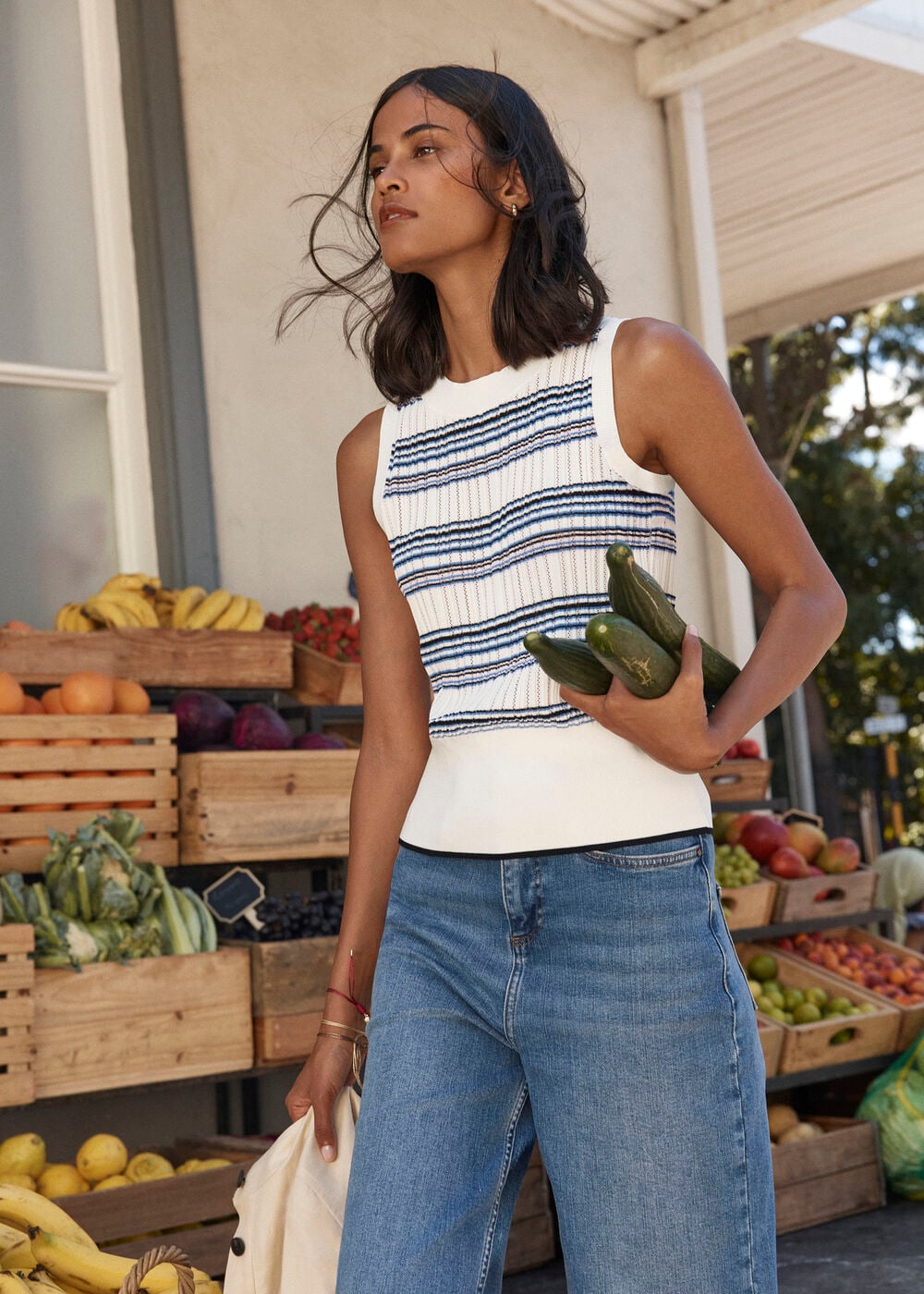 Lowther Stripe Pointelle Knitted Tank