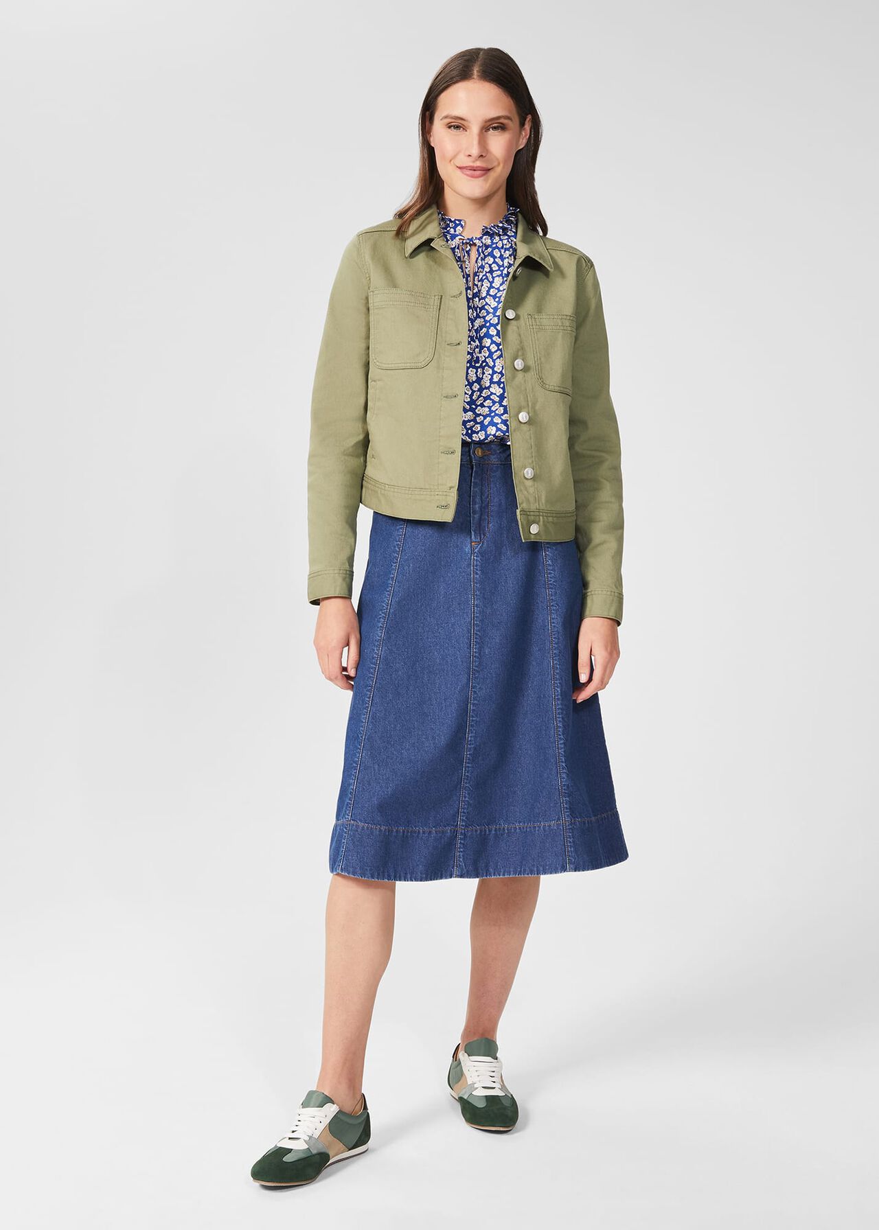 Freida Denim Midi Skirt, Blue, hi-res