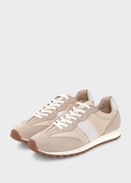 Ellis Leather Trainers, Beige, hi-res