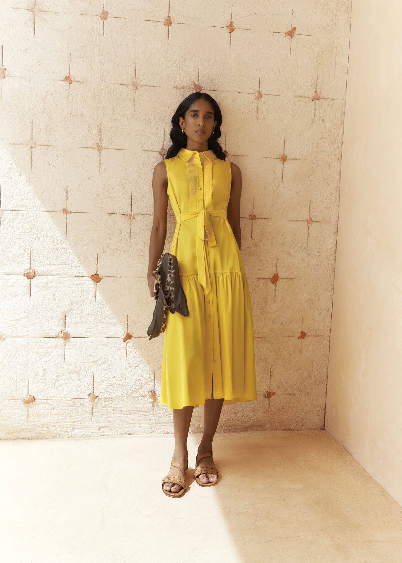 Carsington Cotton Shirt Dress, Sun Yellow, hi-res