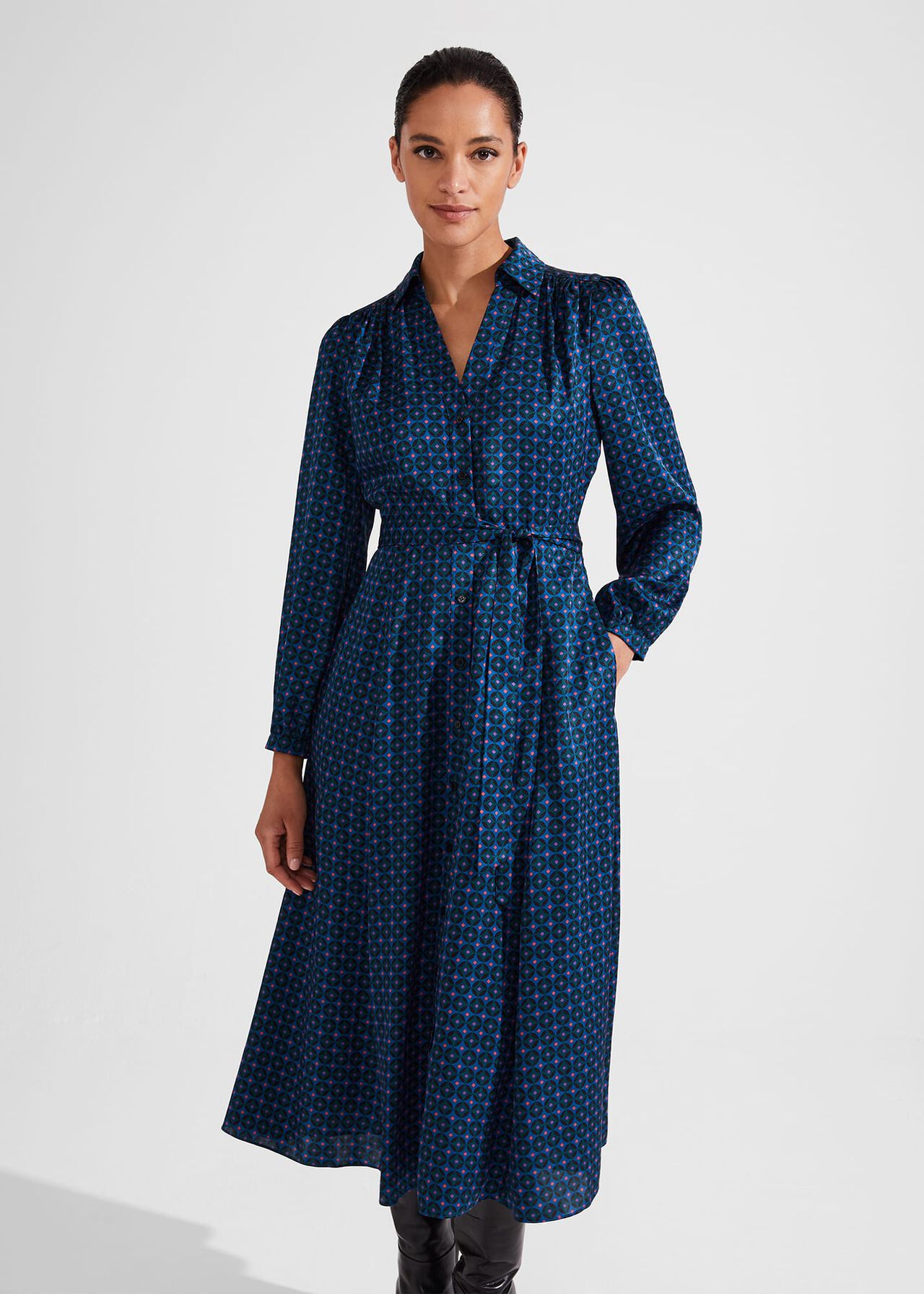 Yvonne Dress, Navy Multi, hi-res