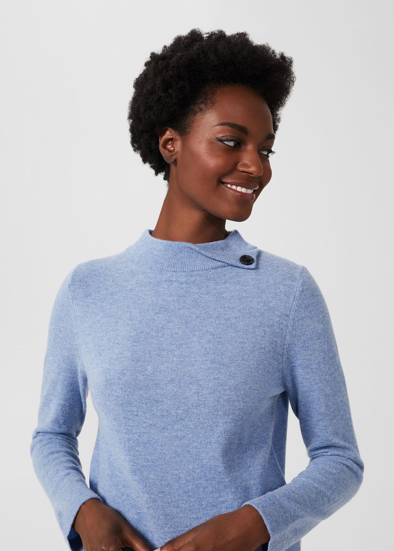 Talia Wool Cashmere Sweater, Blue Marl, hi-res