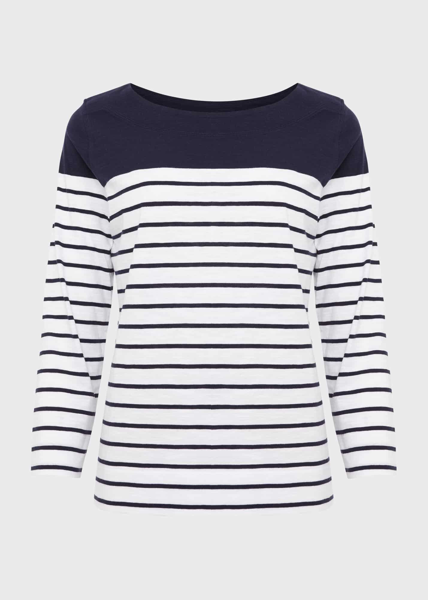 ホブズ HOBBS AVIA STRIPED T-SHIRT （WHITE NAVY） Avia Cotton Slub Striped T-Shirt | Hobbs US |