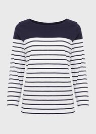 Avia Cotton Slub Striped T-Shirt, White Navy, hi-res