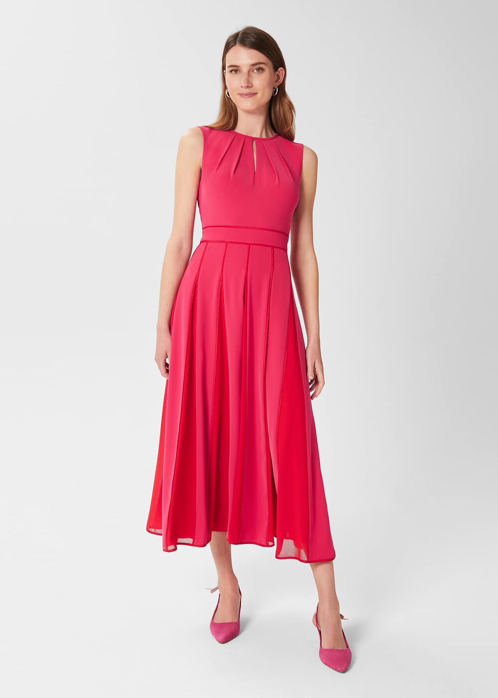 Angelica Fit And Flare Dress, Pink Multi, hi-res