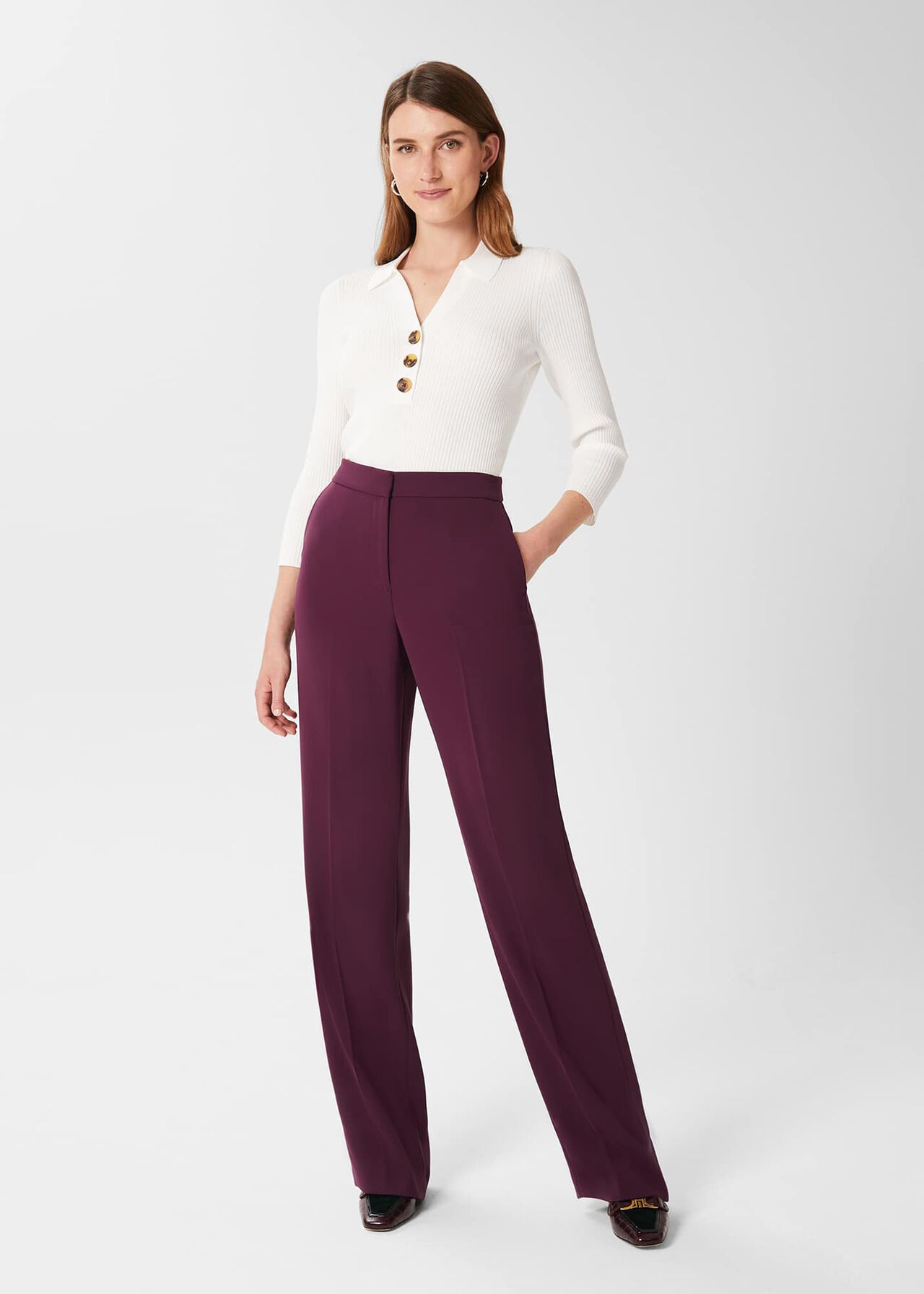 Adelia Straight Trousers, Deep Plum, hi-res