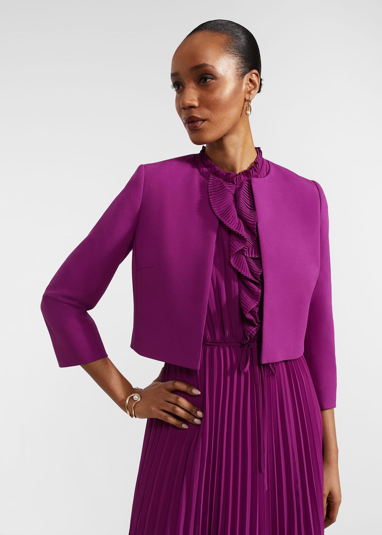 Elize Crepe Jacket, Magenta Purple, hi-res