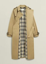 Skylar Shower Resistant Midi Trench, Tan, hi-res