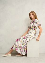 Taylor Linen Dress, Ivory Multi, hi-res