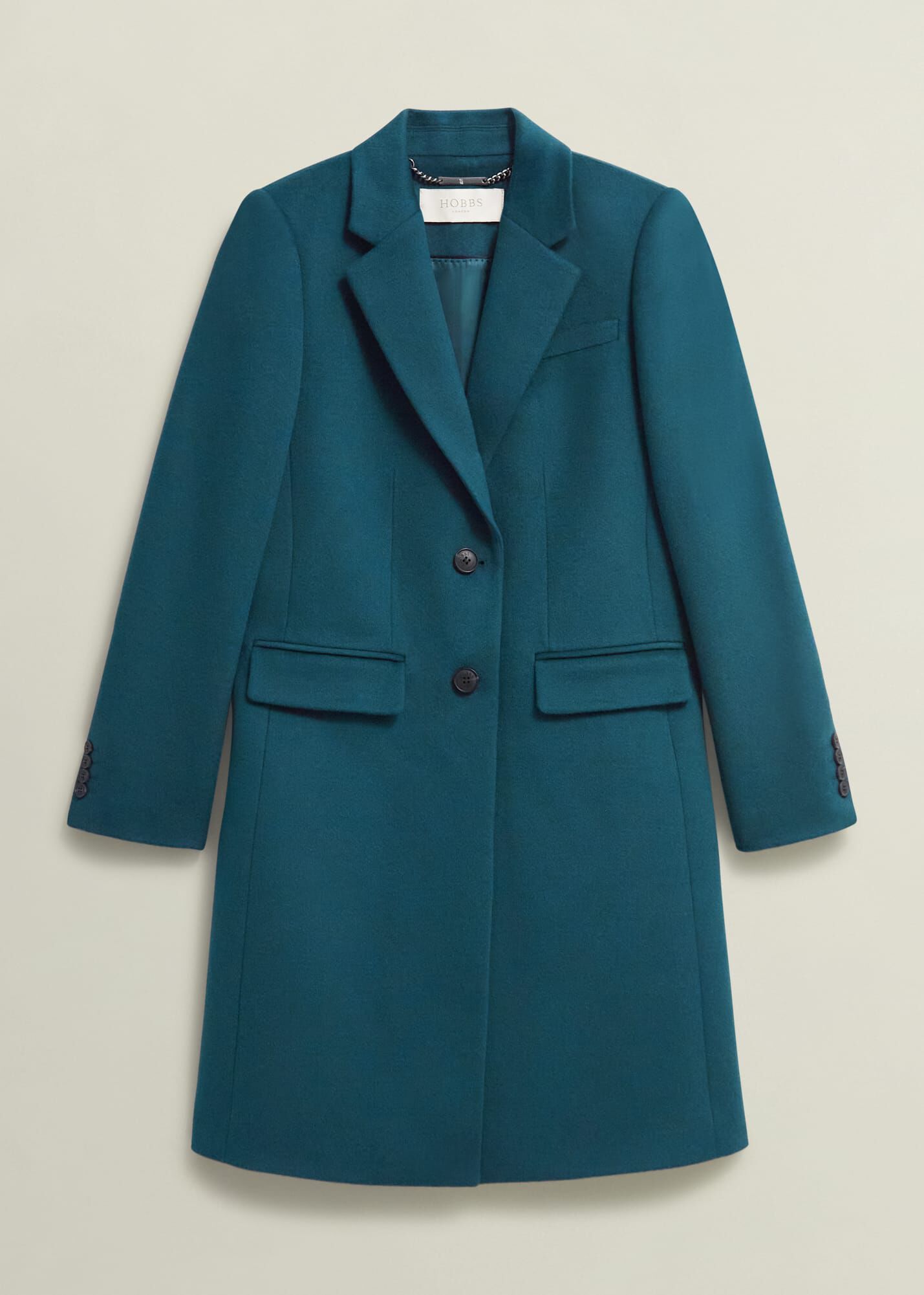 Women's Teal Green Wool Knee Length Coat | Hobbs US |
