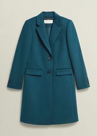 Cavendish Wool Coat, Kyanite Green, hi-res