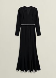 Meryl V Neck Maxi Dress, Black, hi-res