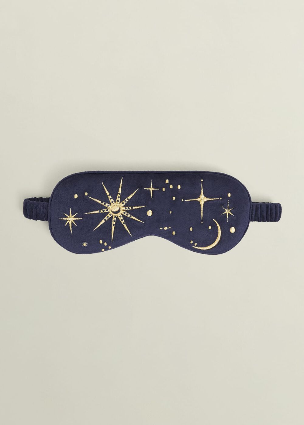 Gabriella Embroidered Silk Eye Mask, Navy Gold, hi-res