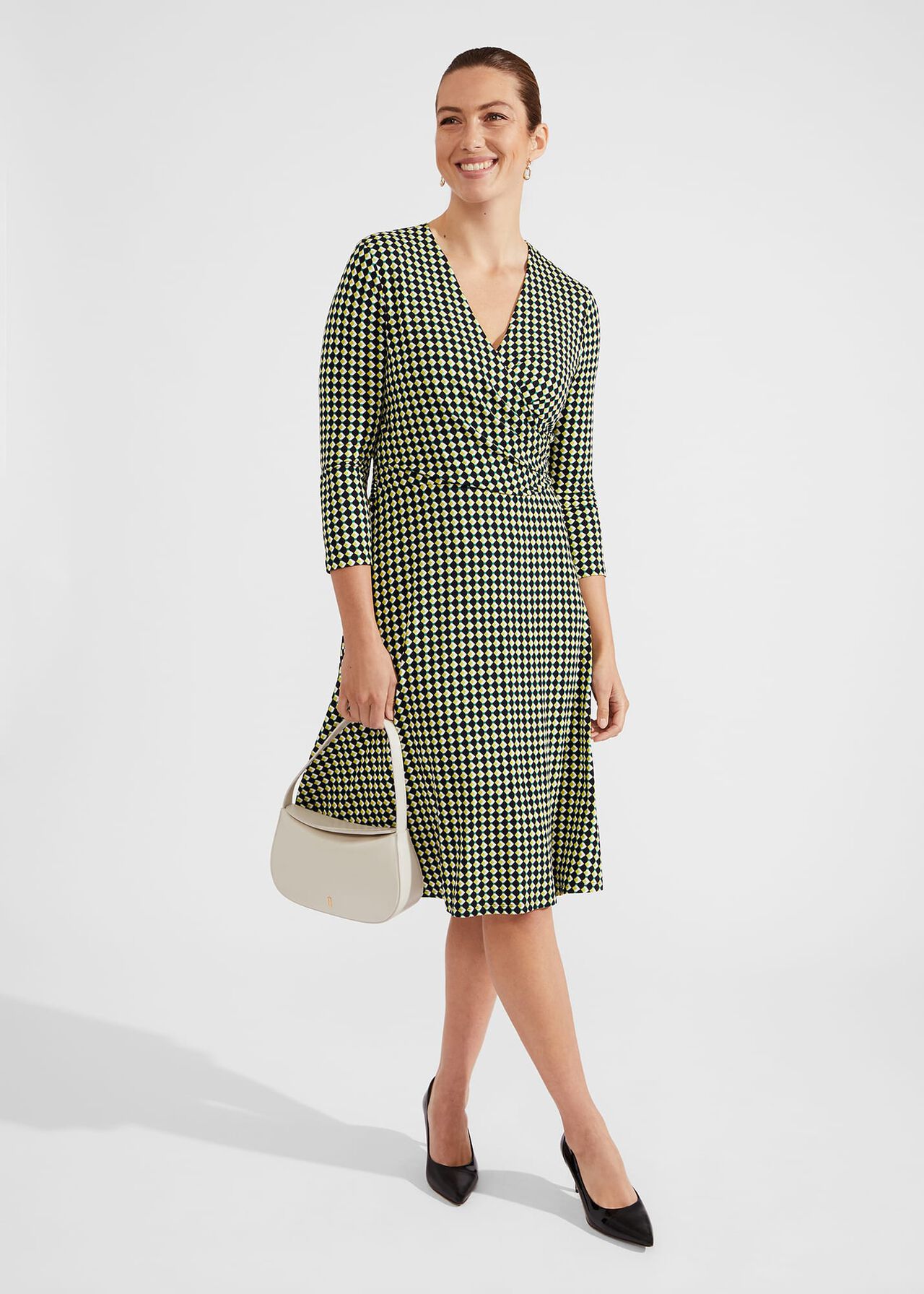 Petite Dina Wrap Dress, Navy Multi, hi-res