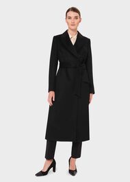 Petite Olivia Wool Wrap Coat, Black, hi-res