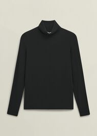 Kiera Ribbed Rollneck, Black, hi-res
