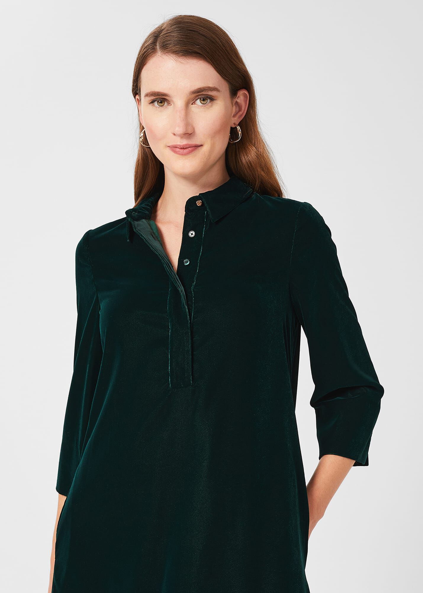 Hobbs green top velvet dress