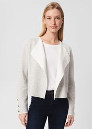 Darcy Knitted Jacket , Grey Ivory, hi-res