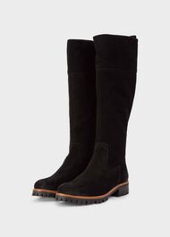 Jennifer Suede Long Boots, Black, hi-res