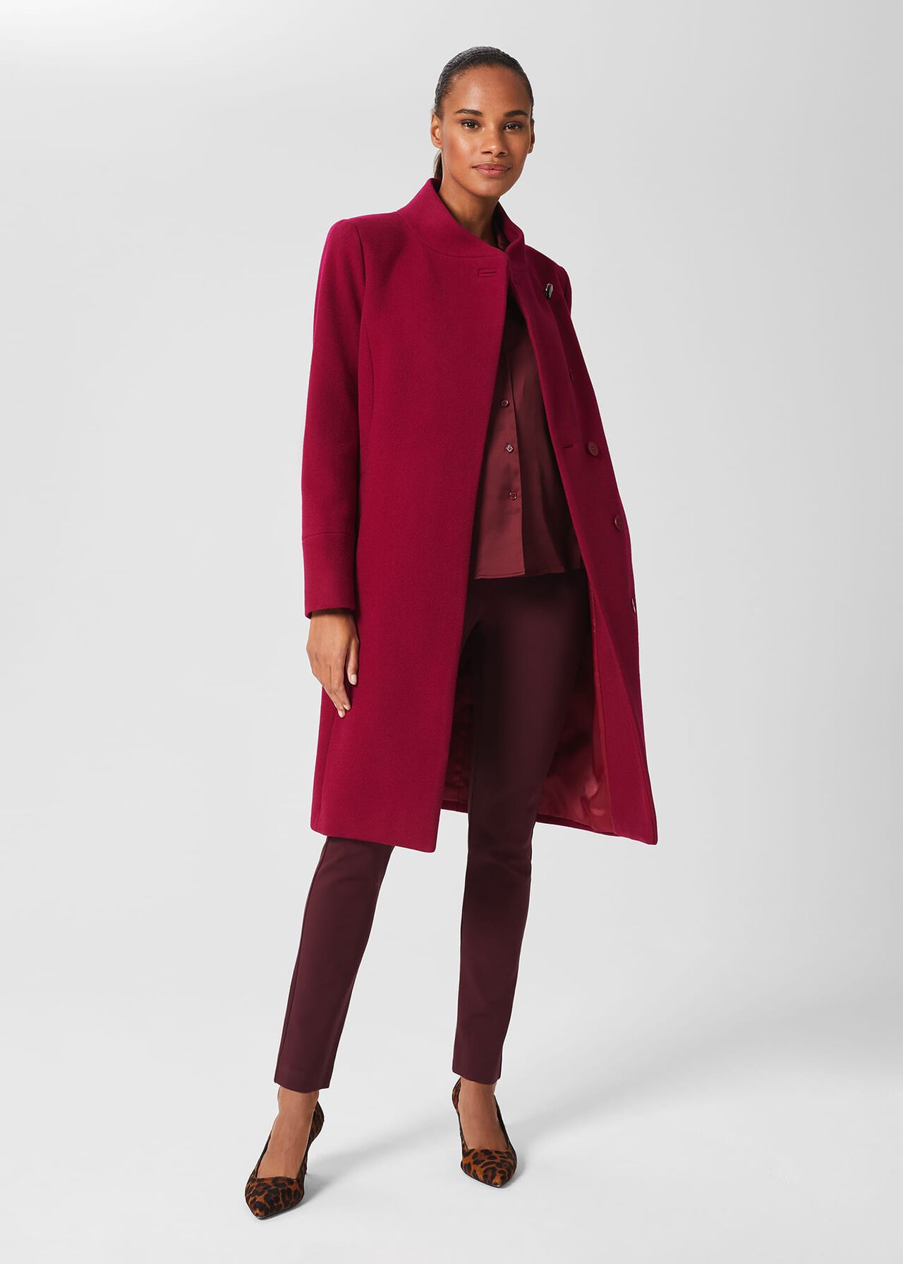 Maisie Wool Blend Coat, Dark Raspberry, hi-res