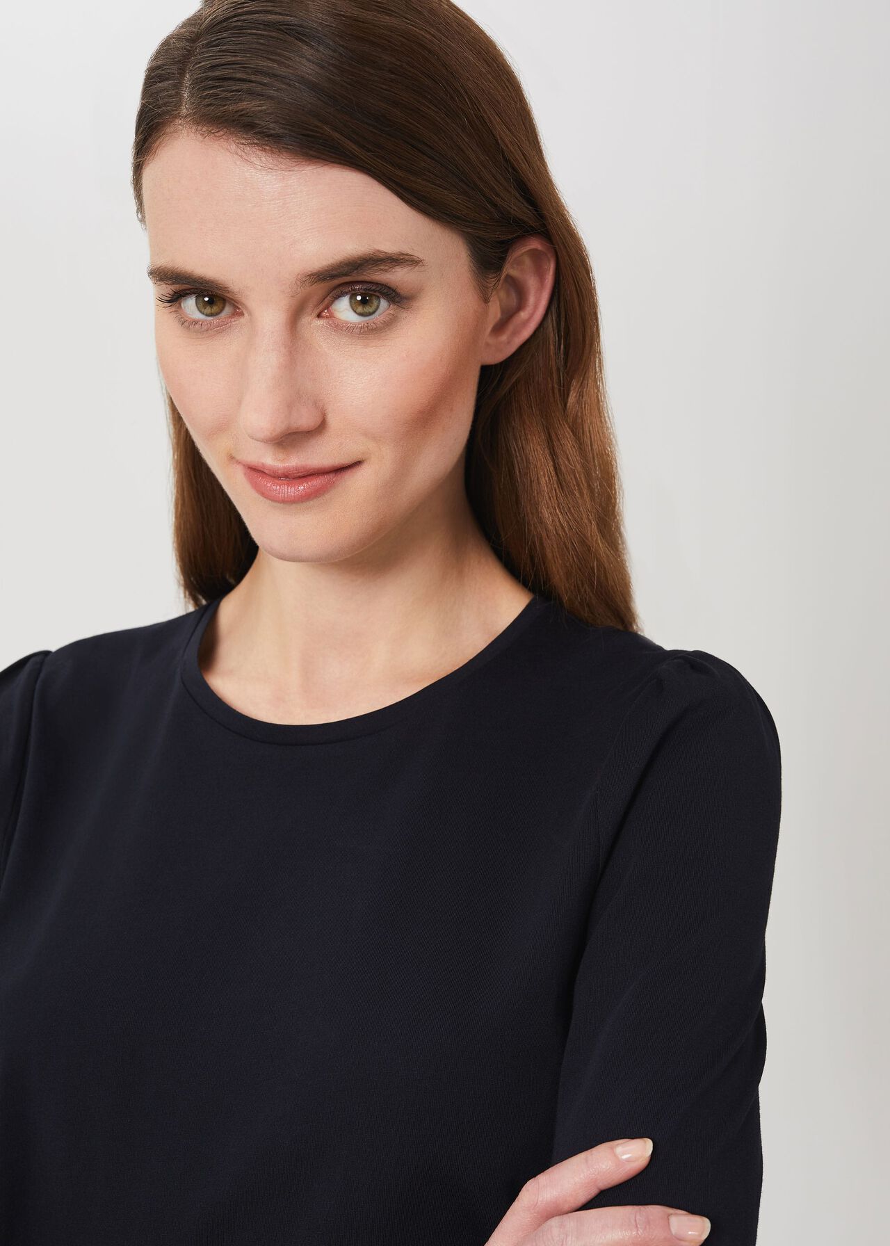 Eva Puff Sleeve T-Shirt, Navy, hi-res