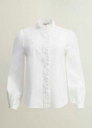 Trinity Cotton Blouse, White, hi-res
