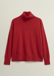 Delora Cashmere Roll Neck Jumper, Pomegranate Red, hi-res