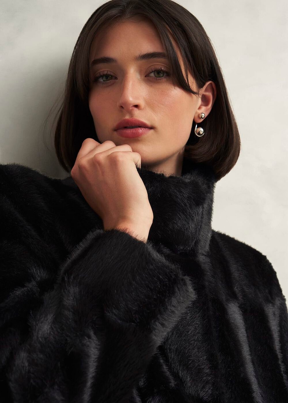 Rosanne Faux Fur Coat, Black, hi-res
