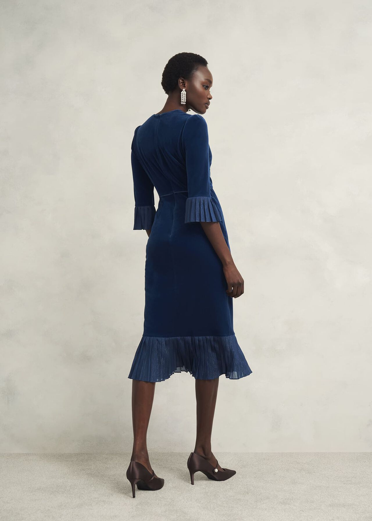 Mary Velvet Dress, Riverside Blue, hi-res