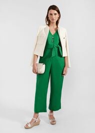 Melodie Linen Jumpsuit, Green, hi-res