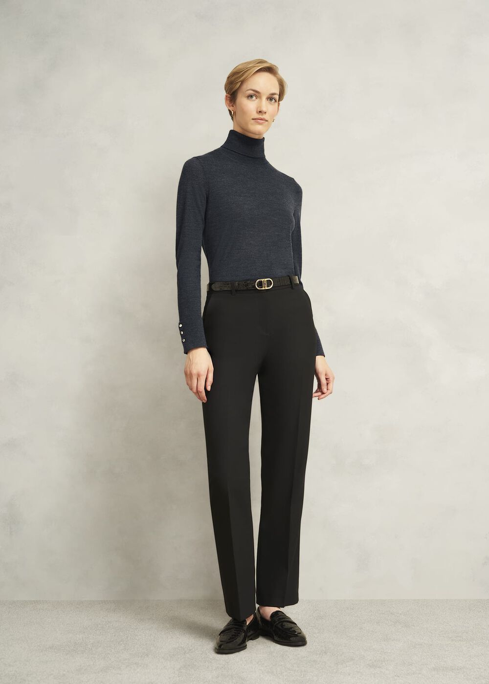 Lara Merino Rollneck Sweater, Charcoal Grey, hi-res