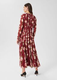 Rosabelle Silk Floral Dress, Burgundy Multi, hi-res