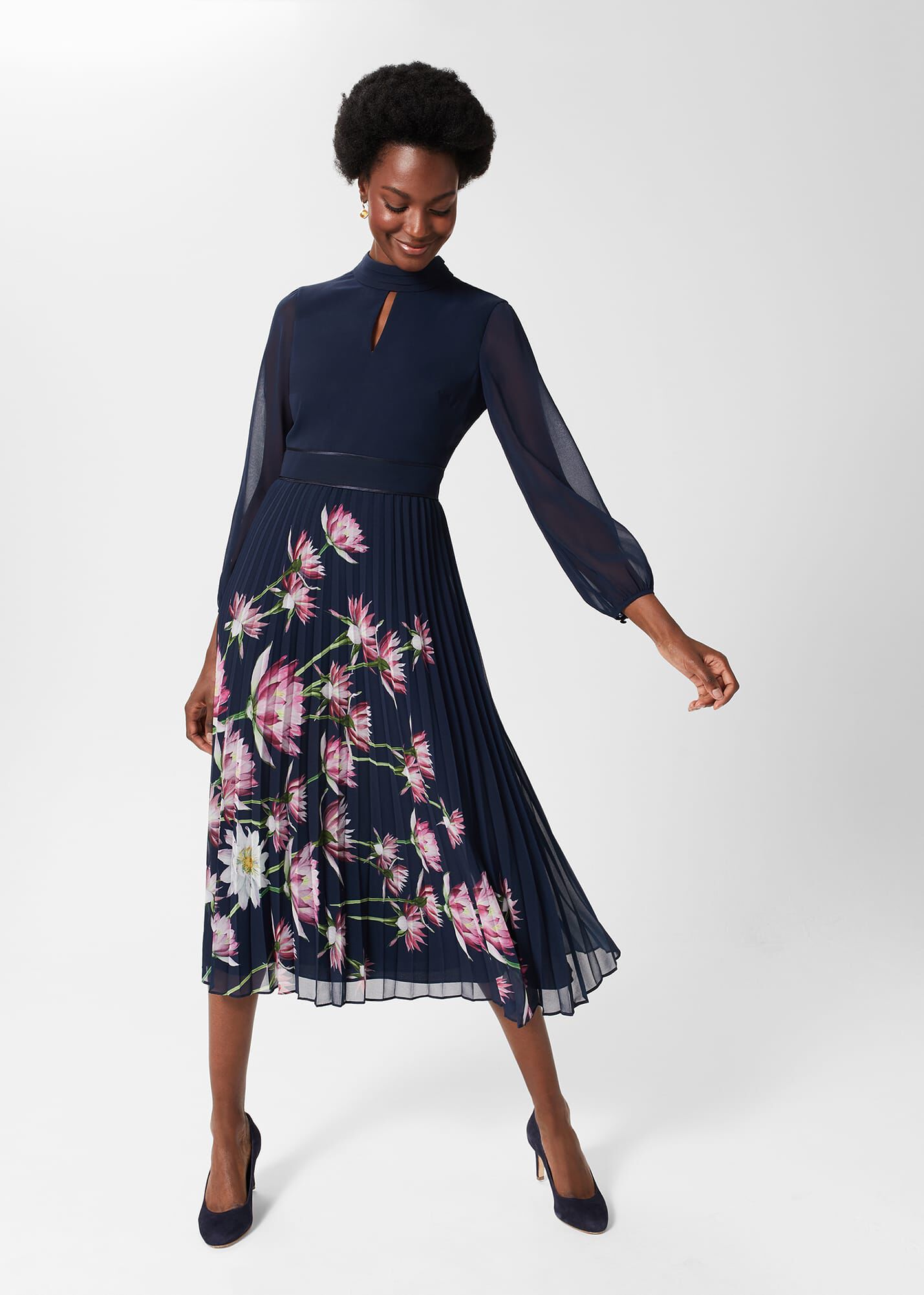 Hobbs navy floral hotsell dress
