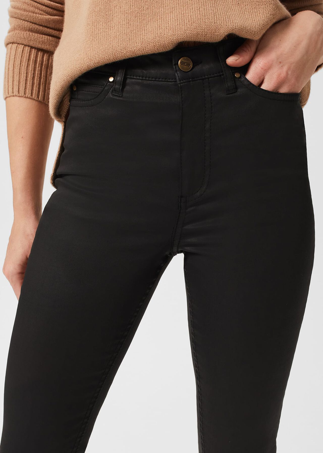 Gia Coated Jeans, Black, hi-res