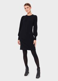 Afia Wool Blend Knitted Dress, Navy, hi-res