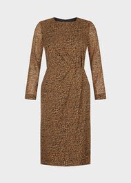 Trina Silk Blend Animal Print Dress, Chocolate Multi, hi-res