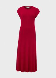 Reena Ribbed Knitted Dress, Berry Red, hi-res
