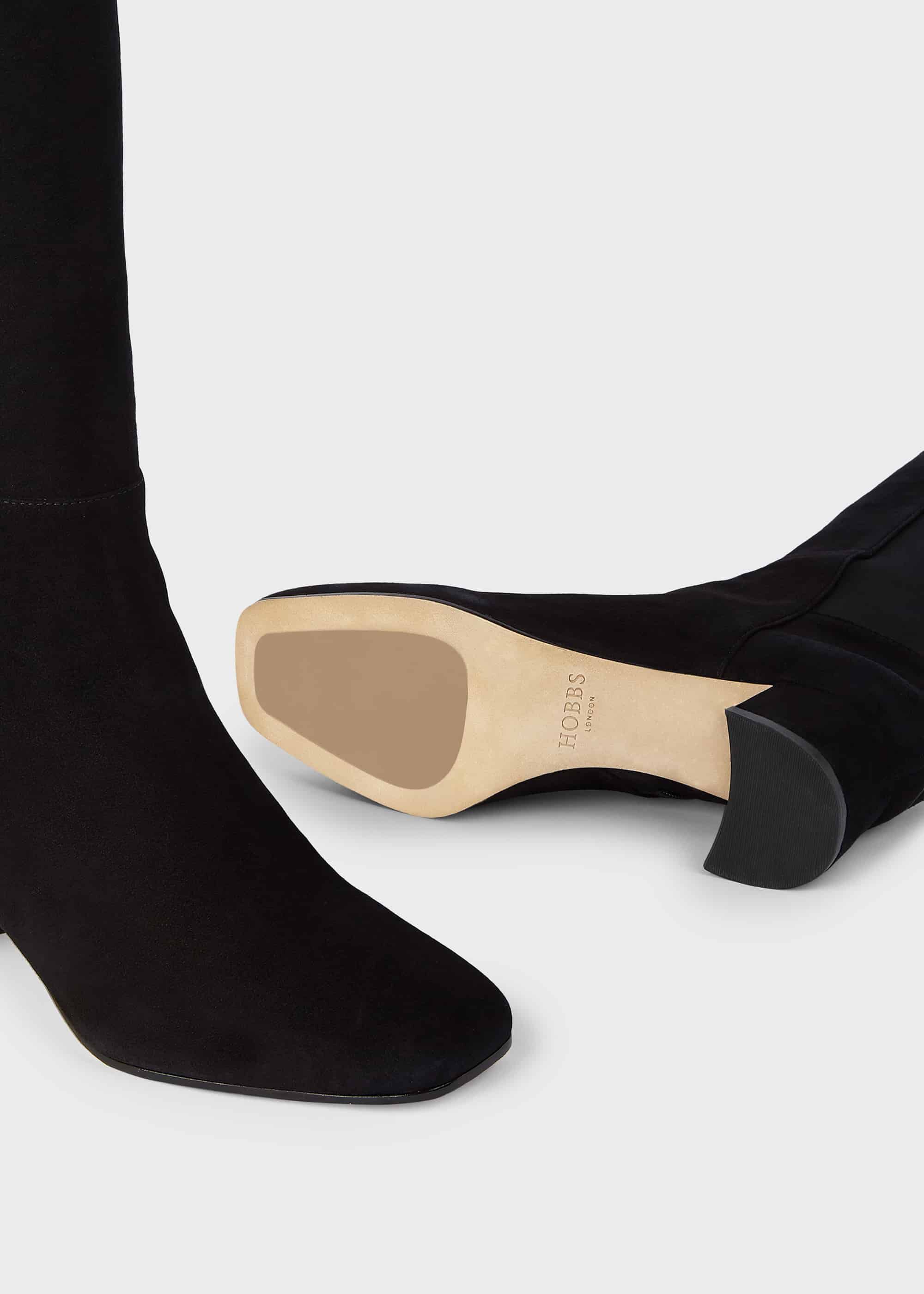 block heel over the knee suede boots