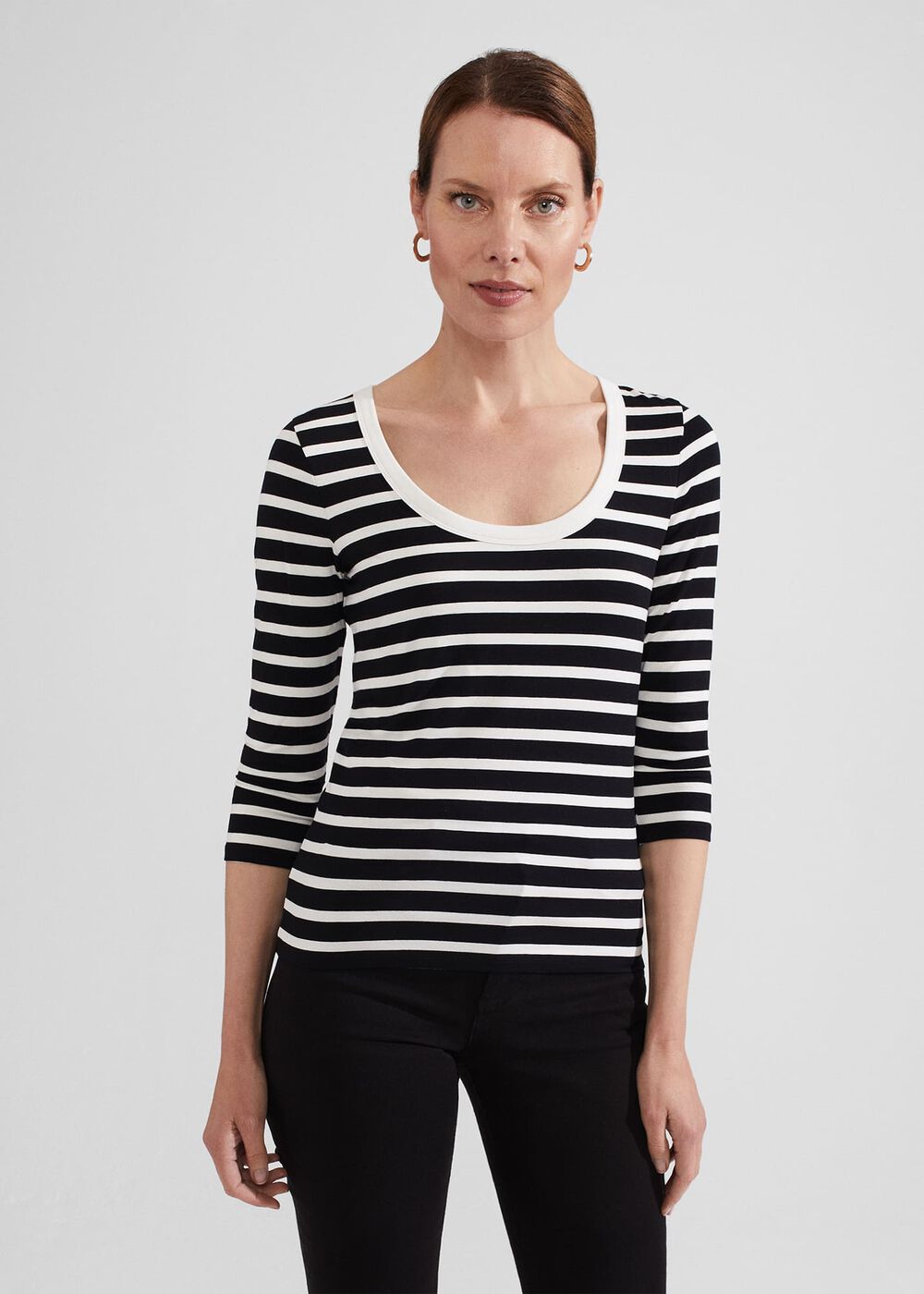 Eliana Stripe Top, Navy Ivory, hi-res