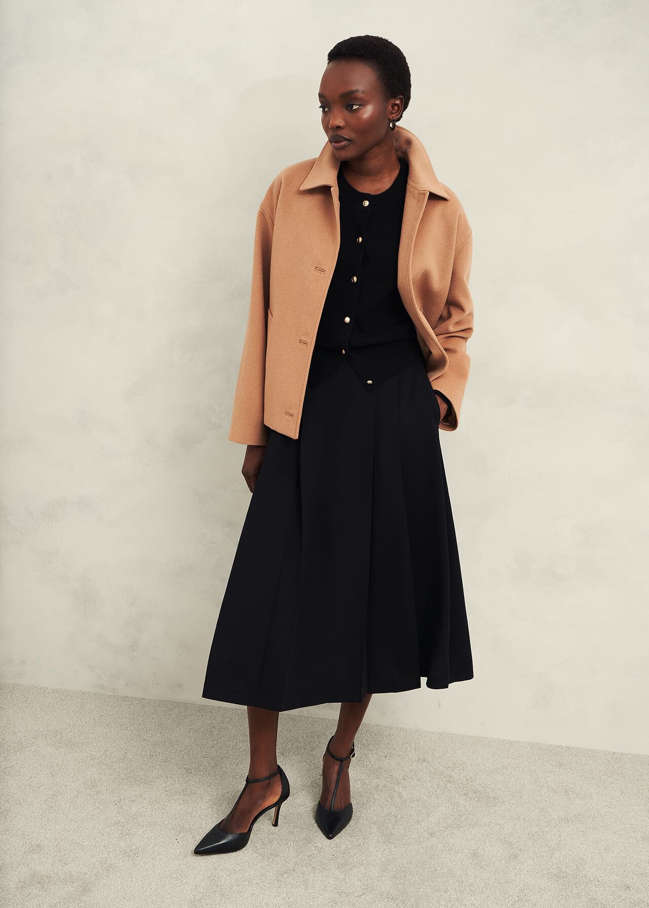Monica Cashmere Cardigan, Hobbs Black, hi-res