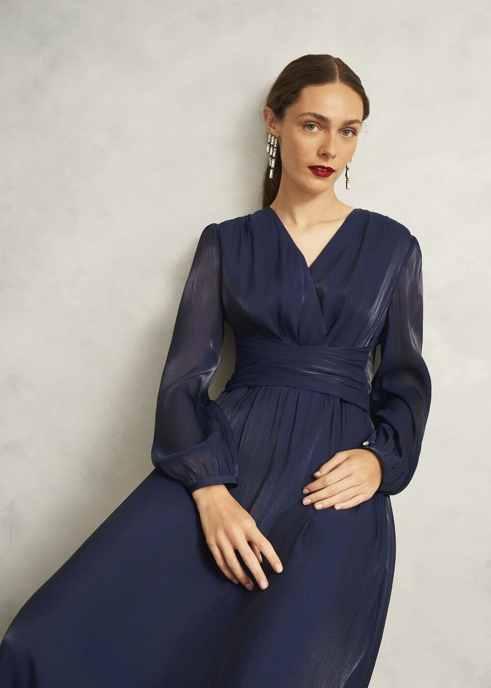 Cate V Neck Maxi Dress, Midnight Navy, hi-res