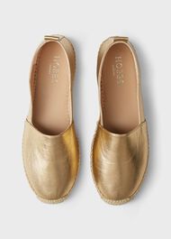 Alicia Leather Platform Espadrilles, Metallic, hi-res