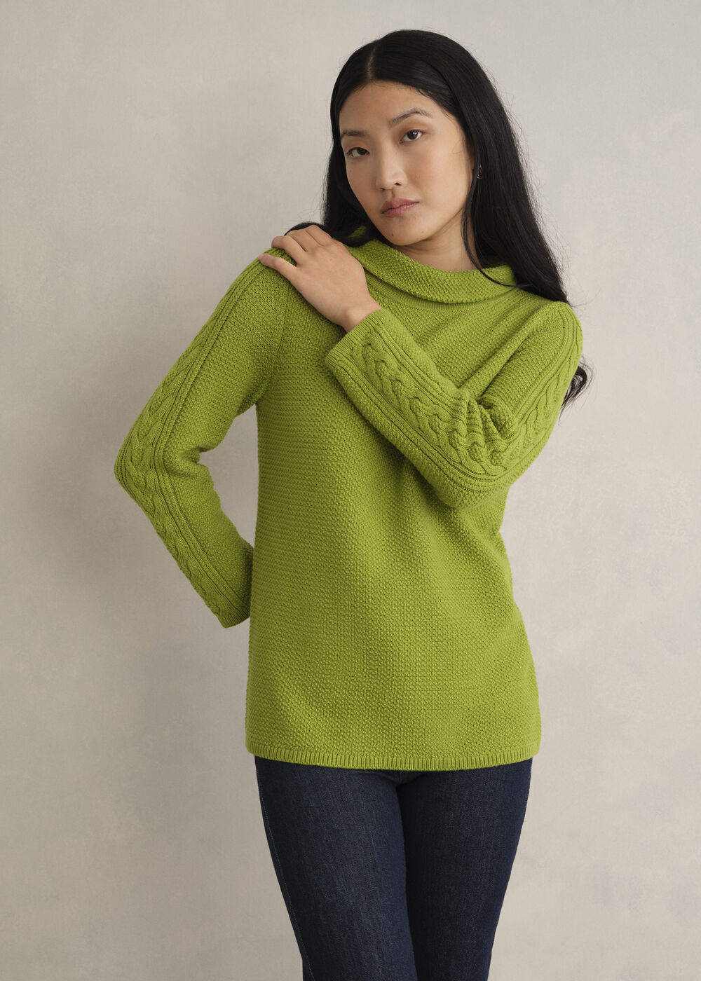 Camilla Cotton Jumper, Pear Green, hi-res