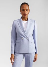 Adina Linen Jacket, Blue Ivory, hi-res