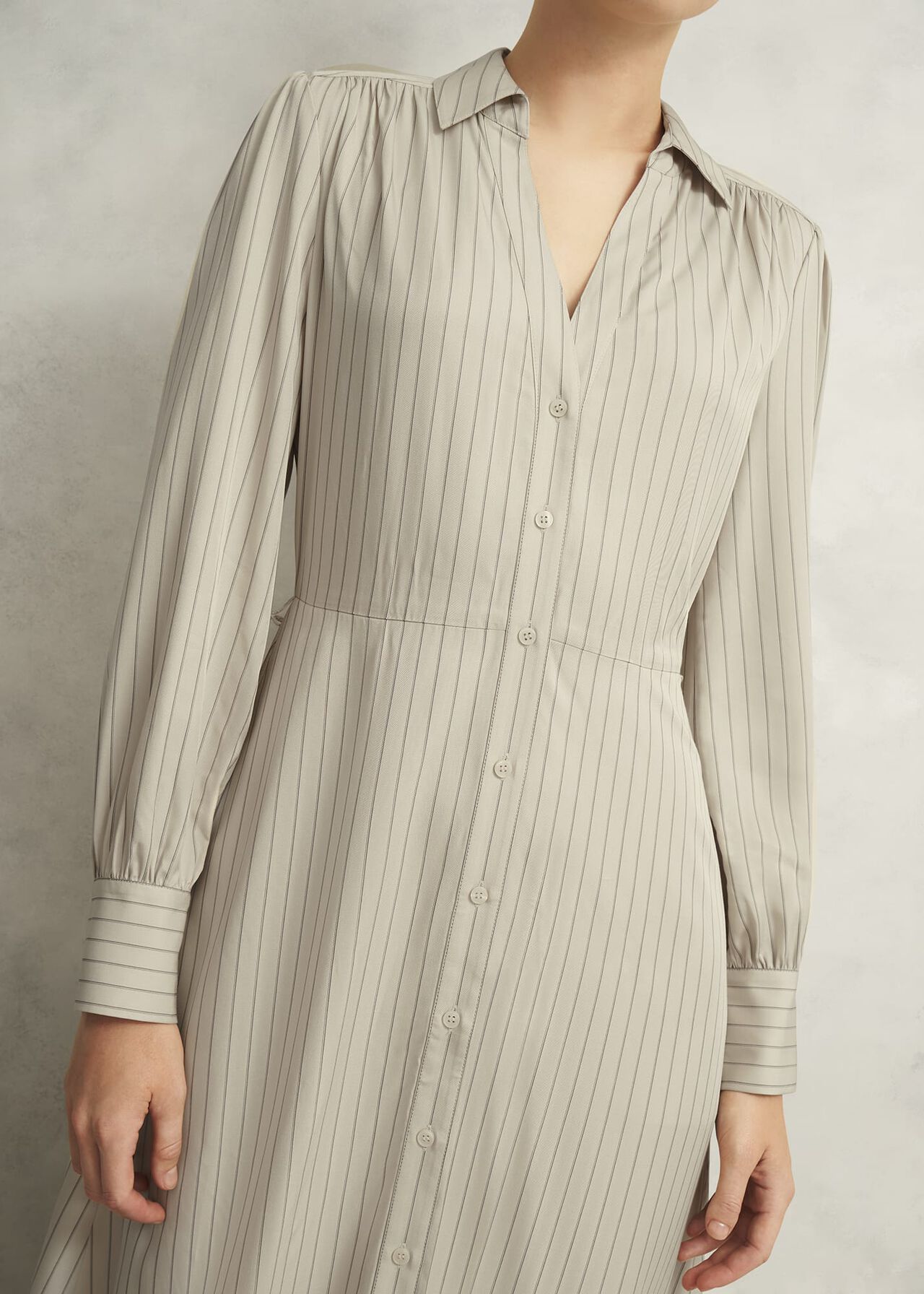 Neutral Eleanor Stripe Shirt Dress, Soft Beige, hi-res
