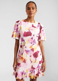 Iona Frill Hem Dress, Pink Multi, hi-res