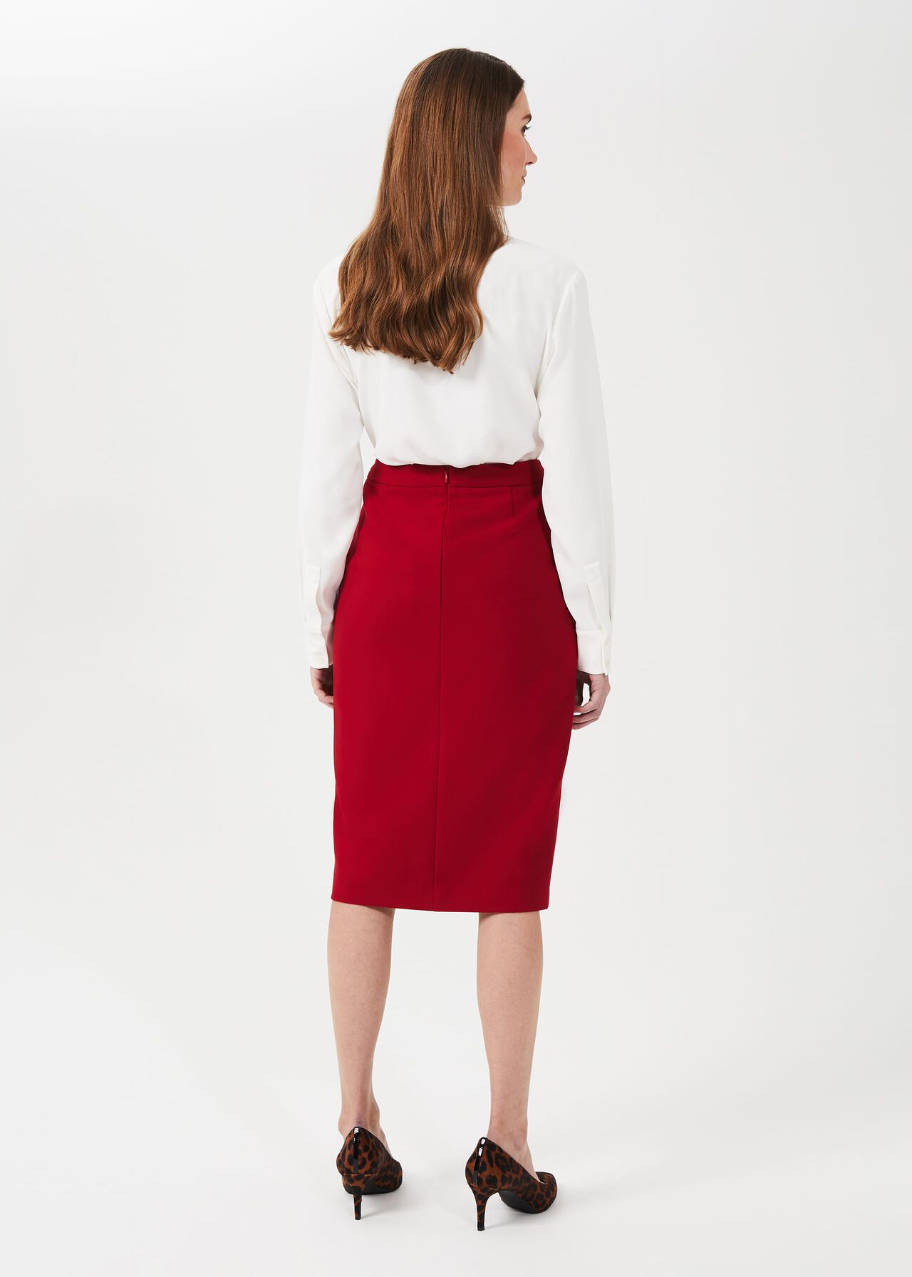 Lucille Pencil Skirt With Stretch, Red, hi-res