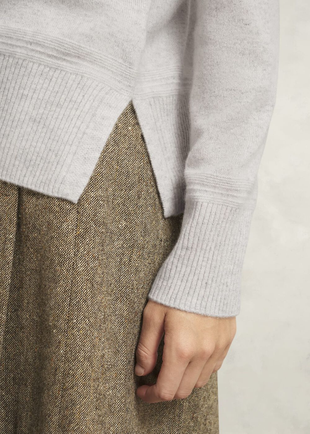 Carine Cashmere Sweater, Pale Grey Marl, hi-res