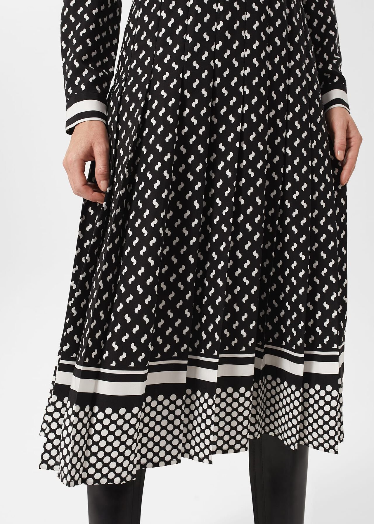 Aurielia Silk Dress, Black Ivory, hi-res