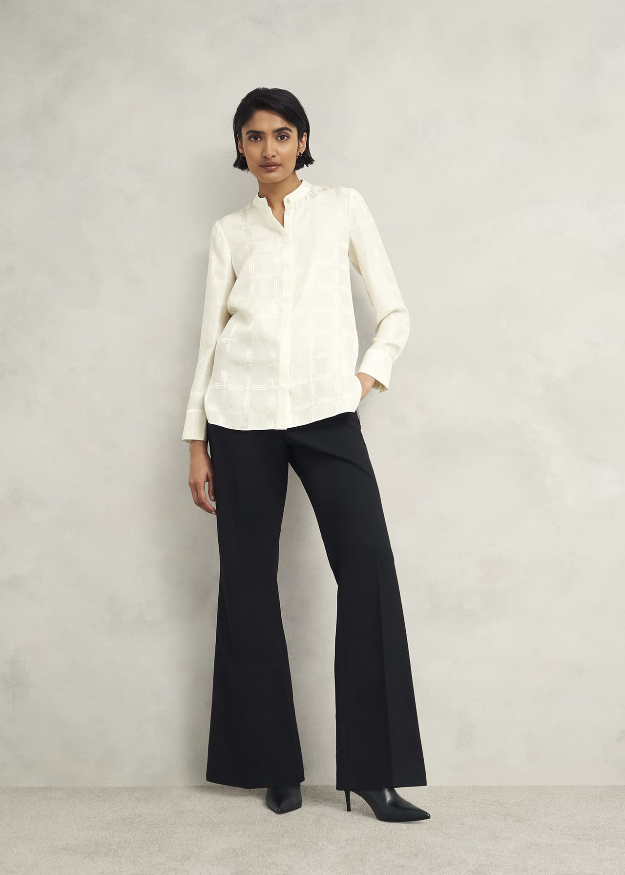 Sloane Silk Blouse, Ivory, hi-res